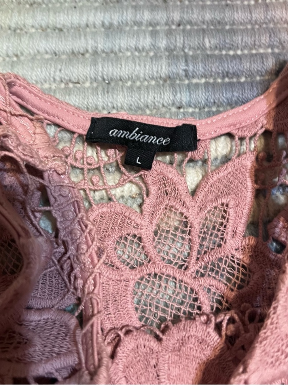 Ambiance Pink Floral Crochet Fringe Tank Top - Picture 7 of 7